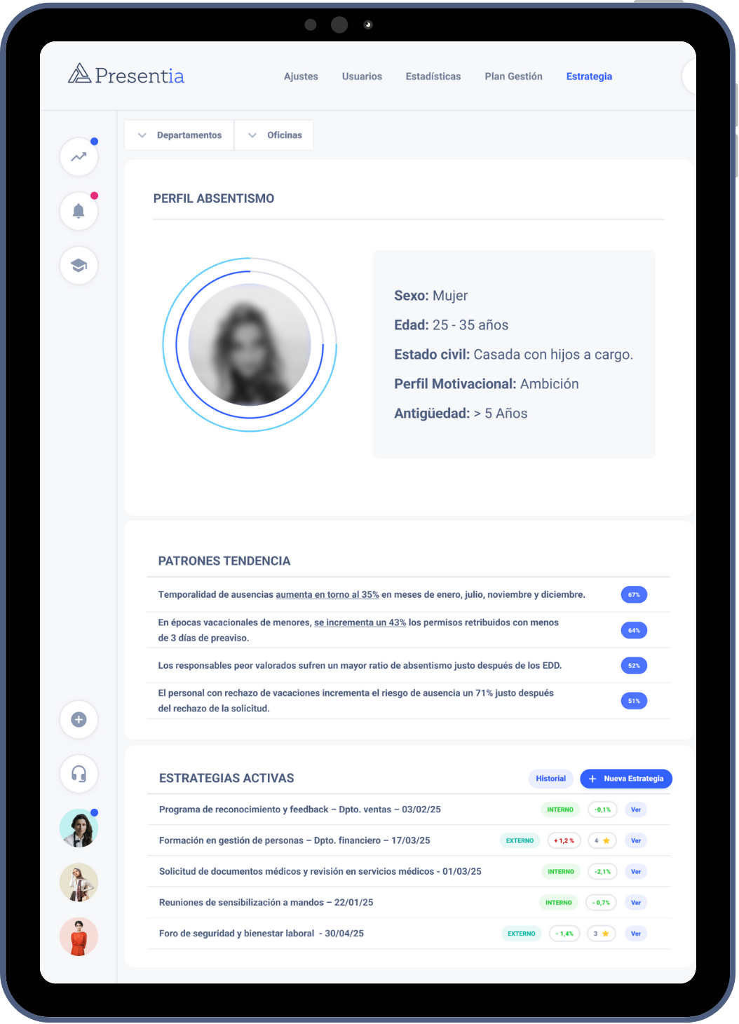Tablet mostrando dashboard de la herramienta